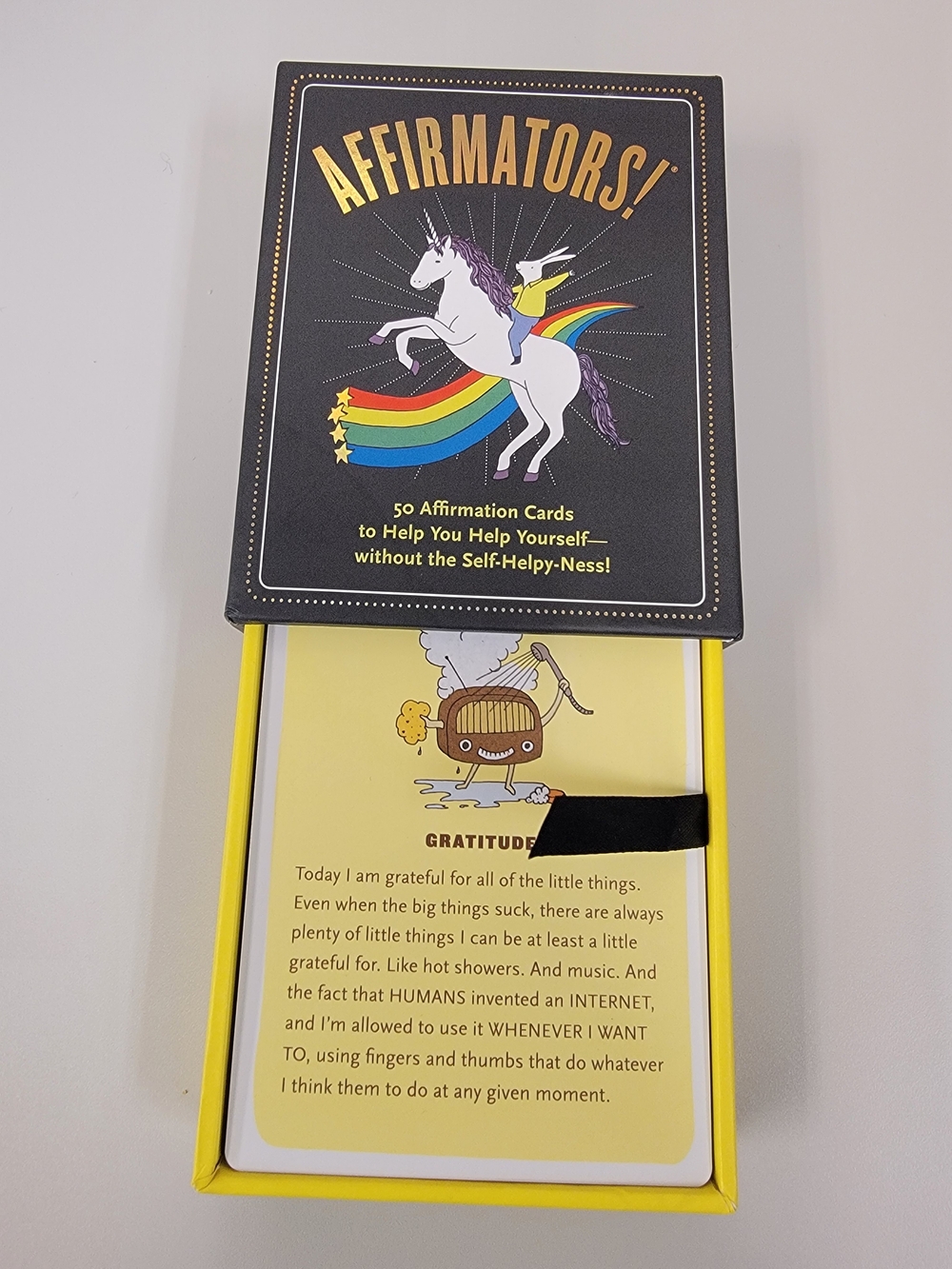 Knock Knock Affirmators! Deck with Black, Yellow, Purple, Rainbow Accents